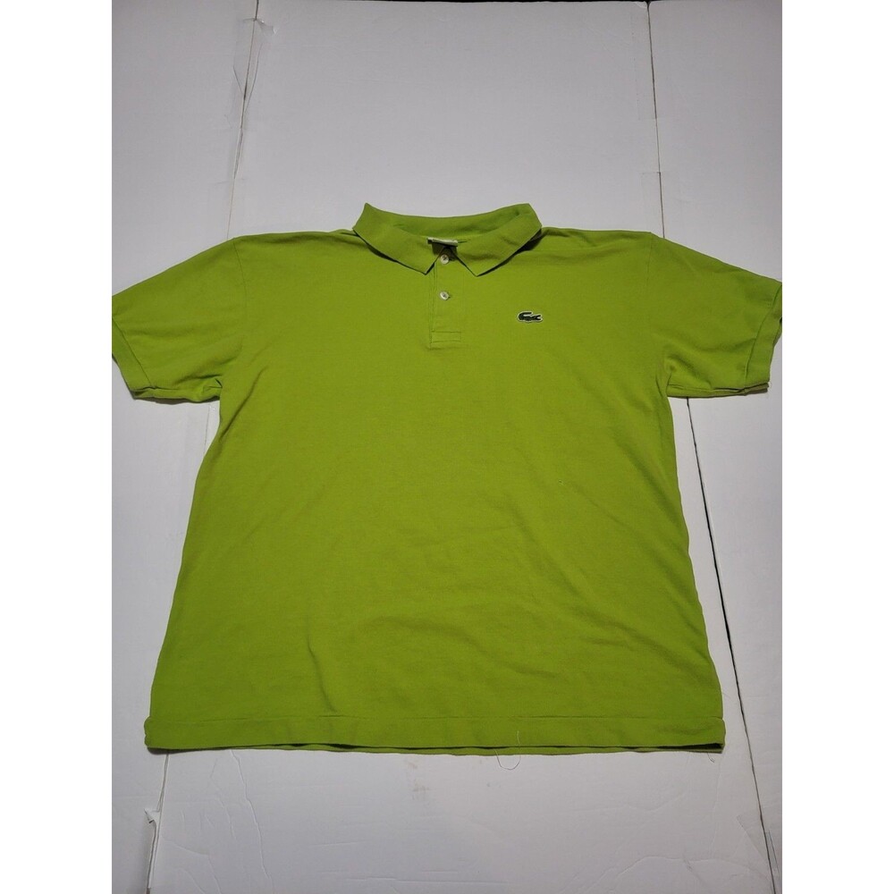 (#18) Lacoste Polo Shirt Mens Large Size 5 Green Regular Fit Short Sleeve